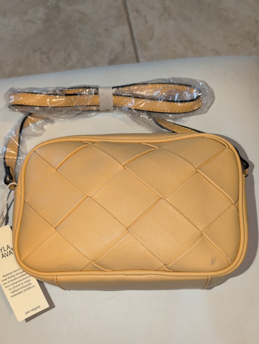 Kayla+Ava Woven Yellow Crossbody Bag with Adjustable Strap - NWT